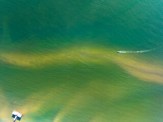 Summer seascape beautiful waves,Tropical sea water in sunny day, Top view from drone camera,Amazing...