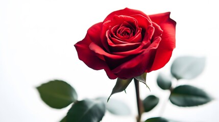 A vibrant red rose, clean white background, transparent isolate