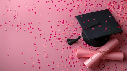 Éxito y logro: Símbolos de graduación y nuevos comienzos