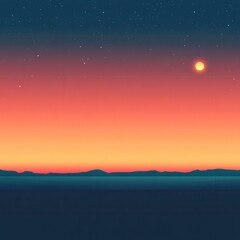 Fototapeta premium Tranquil Sunset Gradient Over Calm Waters Serene Landscape Digital Artwork Peaceful Atmosphere Wide Nature's Beauty