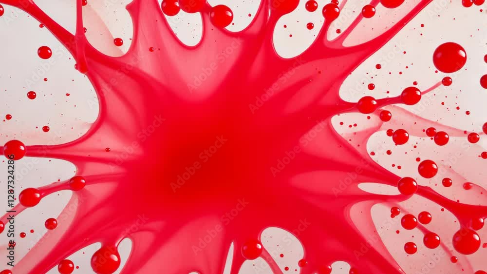 Poster red paint splash with splatters on a white background abstract artistic composition emphasizing moti