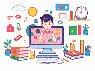 Vibrant Vector Illustrations for Online Learning Resources