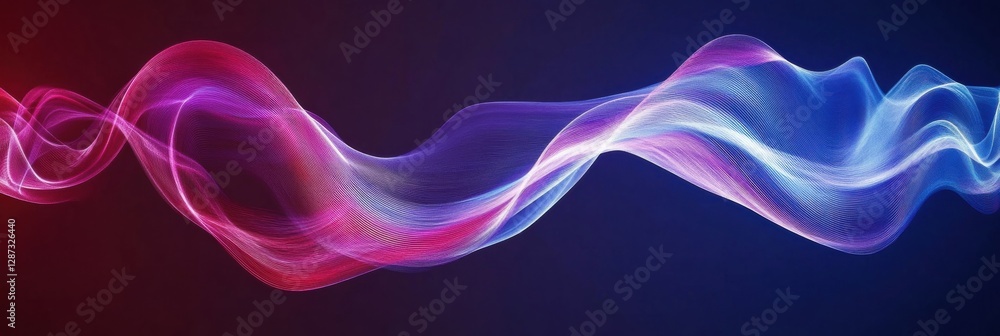Aufkleber Colorful abstract waves flowing smoothly across a dark background creating a dynamic and vibrant visual experience. Generative AI