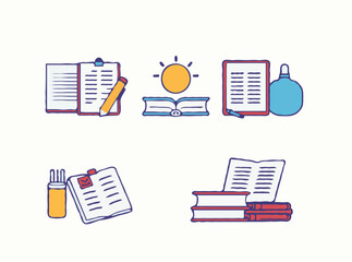 Educational Vector Icons for Interactive Study Materials