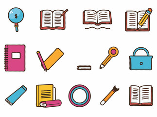 Educational Vector Icons for Interactive Study Materials