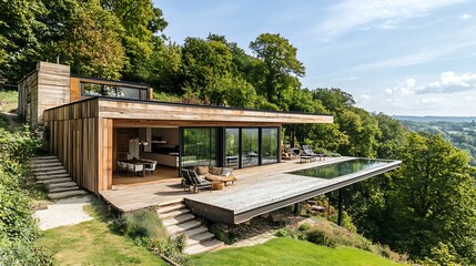 Obraz premium A Minimalist Wooden Home with an Open Concept 