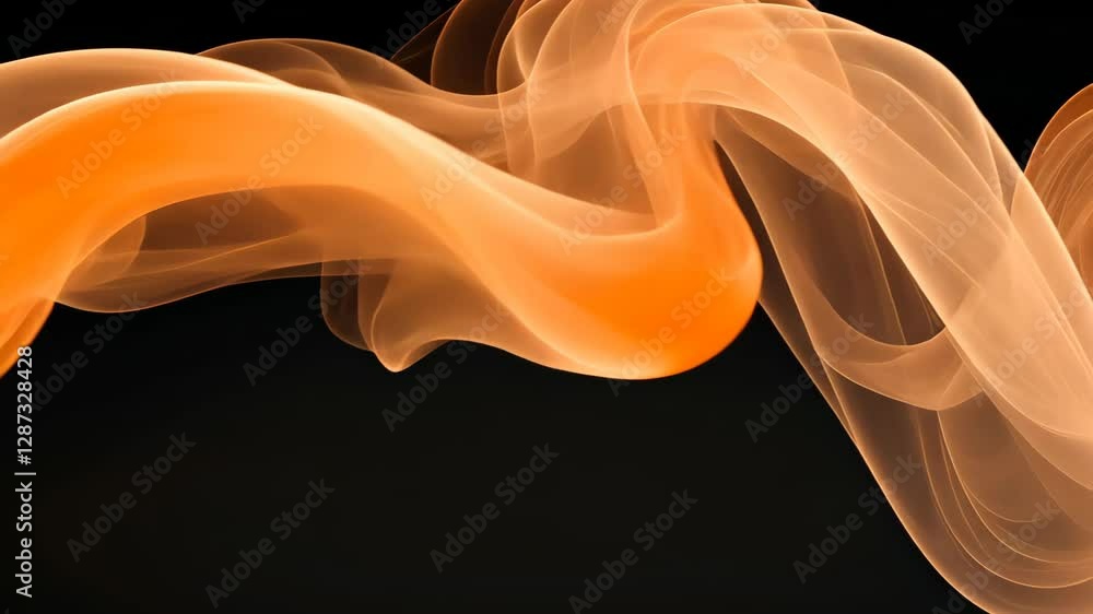 Poster captivating smoke veils illuminated on a black background with rotating light effects, creating ethe