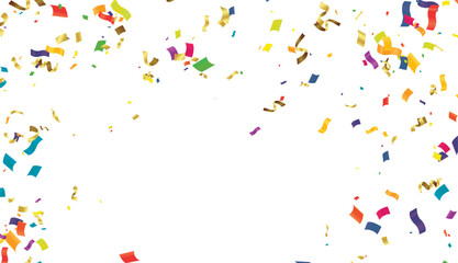 Vector serpentine, abstract background with many falling tiny colorful confetti pieces and ribbon. Carnival, Christmas or New Year decoration colorful party pennants for birthday
