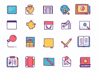 Educational Icons Set for Digital Classroom Resources