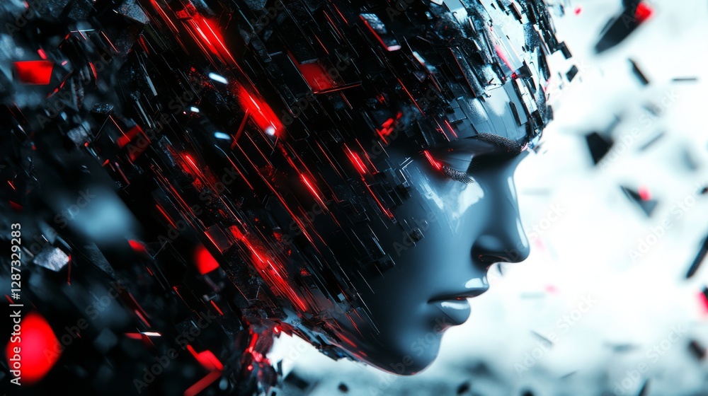 Poster abstract technology background featuring artificial intelligence and big data visualization with a 3