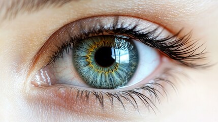 Obraz premium Close-up of a woman's captivating green eye. Intricate details and natural beauty.