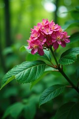 Fototapeta premium Mature Sambucus nigra with blooming flowers and green leaves, plants, forest, autumn leaves