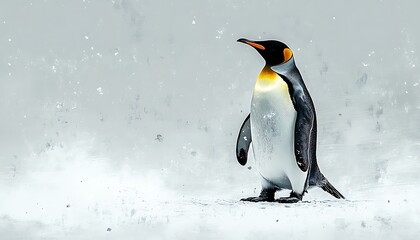 Obraz premium King Penguin in Snowy Storm