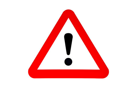 general warning sign triangular shape with exclamation mark on white background	