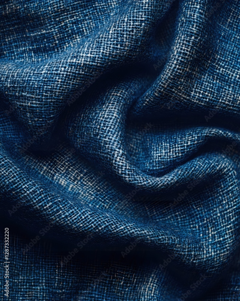 Poster elegant indigo fabric texture with subtle pattern and soft folds creating a luxurious feel