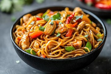 Clear Pixel Image of Chicken Hakka Noodles or Schezwan or Szechwan Noodles
