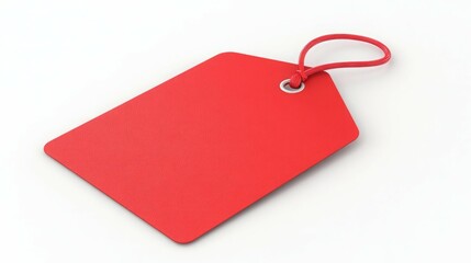 Blank red tag with string. Perfect for adding your own text and design.