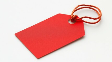 Blank red tag with orange string. Perfect for adding your own message!