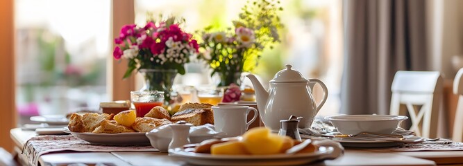 A cozy bed-and-breakfast with a welcoming host serving breakfast