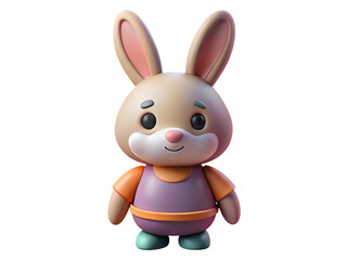 Obraz premium Rabbit doll in plastic illustration style, no background.