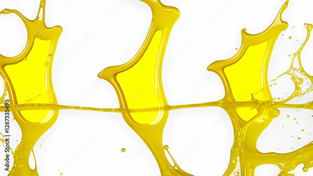 Poster golden oil splashes isolated on white background for design and artistic use in stock photography wi