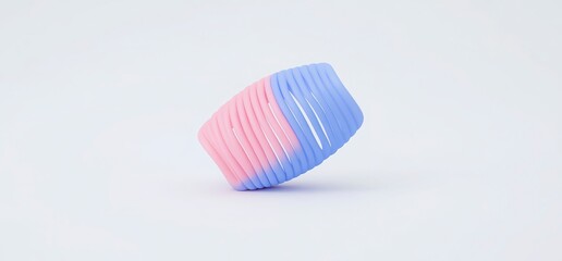 Colorful Stacked Discs in Light Pink and Blue on Minimal Background