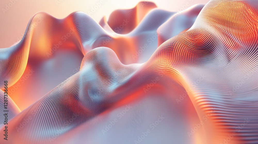 Poster 3d illustration of abstract data visualization with digital graphs, glowing lines, and high-tech ele
