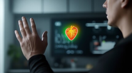 Futuristic Technology Health Monitoring with Interactive Heart Display