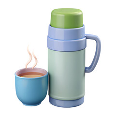 Obraz premium Thermos with hot drink, 3D illustration, winter beverage concept
