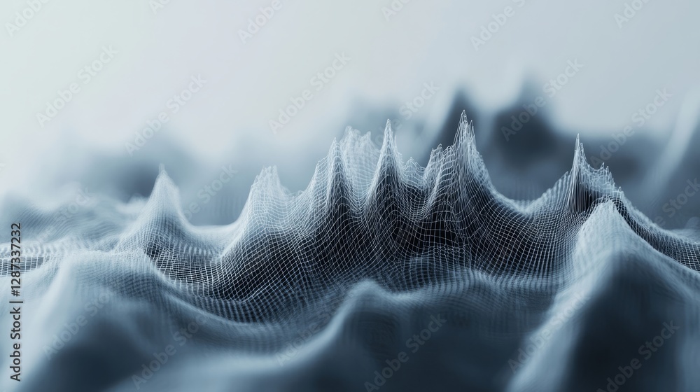 Poster 3d illustration of abstract data visualization with digital graphs, glowing lines, and high-tech ele