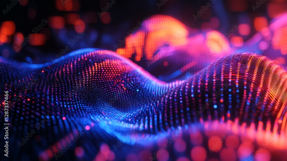 Poster 3d abstract wave of musical sound vibrations representing smooth information transfer and digital da
