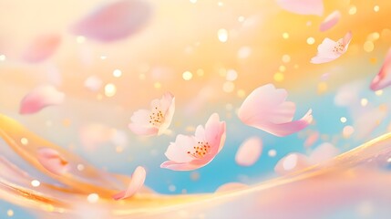 Fototapeta premium Pastel Pink Cherry Blossoms, Soft Background - Pastel colors