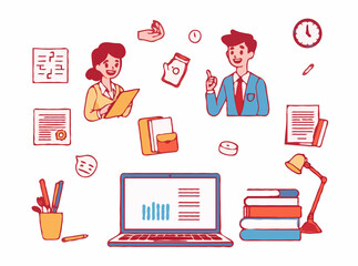 Detailed Educational Illustrations for Online Courses