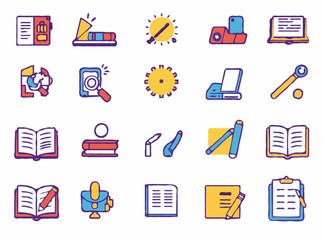 Engaging Educational Icons for Digital Study Guides