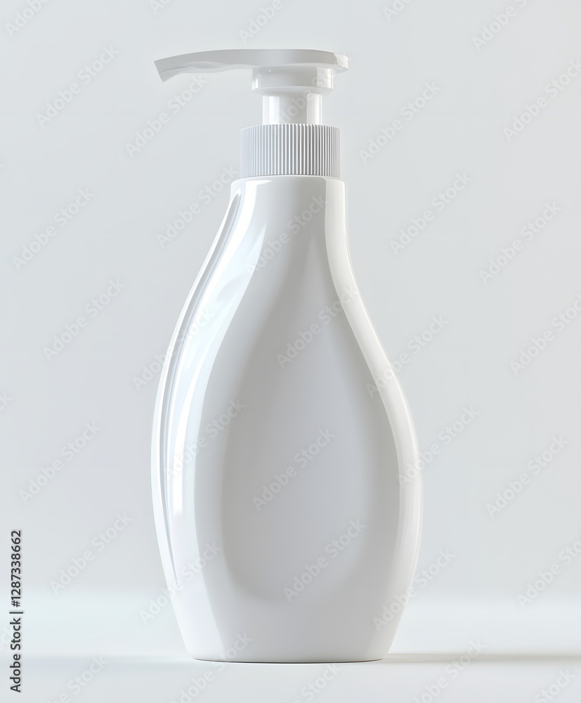 Poster an image of a white lotion bottle on a simple backdrop