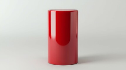 Obraz premium Sleek red cylinder on a minimalist background.