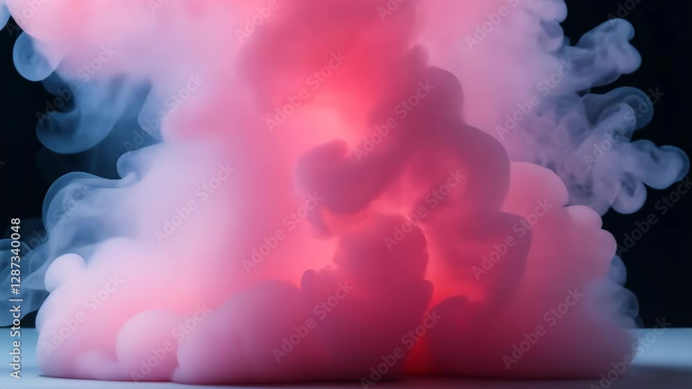 Poster pink smoke on black background in super slow motion capturing ethereal and mystical atmosphere for c
