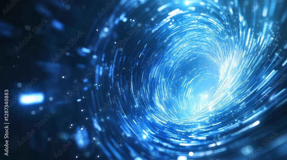 Poster futuristic abstract wave technology background with blue light digital effect, showcasing dynamic mo