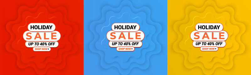 Banner template for end-of-year sales. Red vector illustration. 