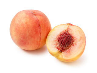 Peaches cut on white background.
