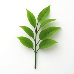 Fototapeta premium Green Leafy Branch on White Background for Natural Design Elements