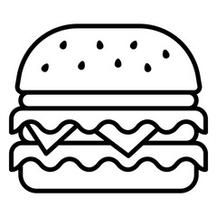Fast food icon burger with vegetables and ham