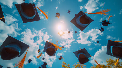 Éxito y logro: Símbolos de graduación y nuevos comienzos