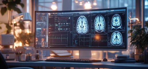 Medical Brain Scan Analysis on a Large Ultrawide Monitor