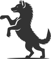 A hyena standing on its hind legs, playfully swiping at the air animal silhouette vector