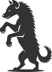 A hyena standing on its hind legs, playfully swiping at the air animal silhouette vector