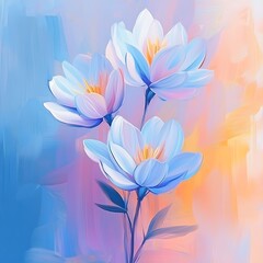 Abstract painted flowers, soft colors, artistic floral design, background painted