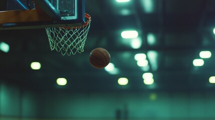 Basketball soaring through the air, about to swish!