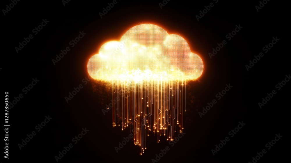 Aufkleber glowing cloud icon merging with a circuit board, representing modern cloud computing technology