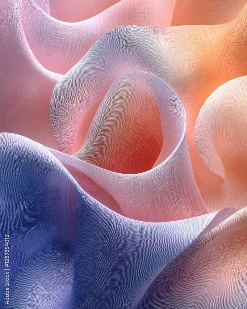 Poster abstract texture with flowing waves and gradient colors creating a soft and gentle mood